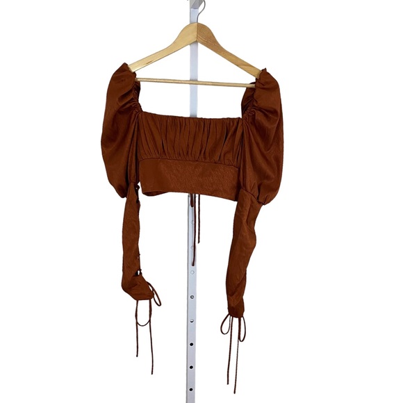 * Alamour The Label Crop Top with Juliet Sleeves Copper Size Small - Picture 7 of 14
